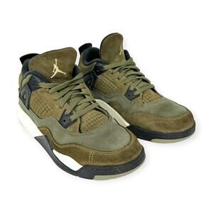 NIKE | Kids 2.5Y | Air Jordan 4 Retro SE Craft Medium Olive Shoes FB9929-200